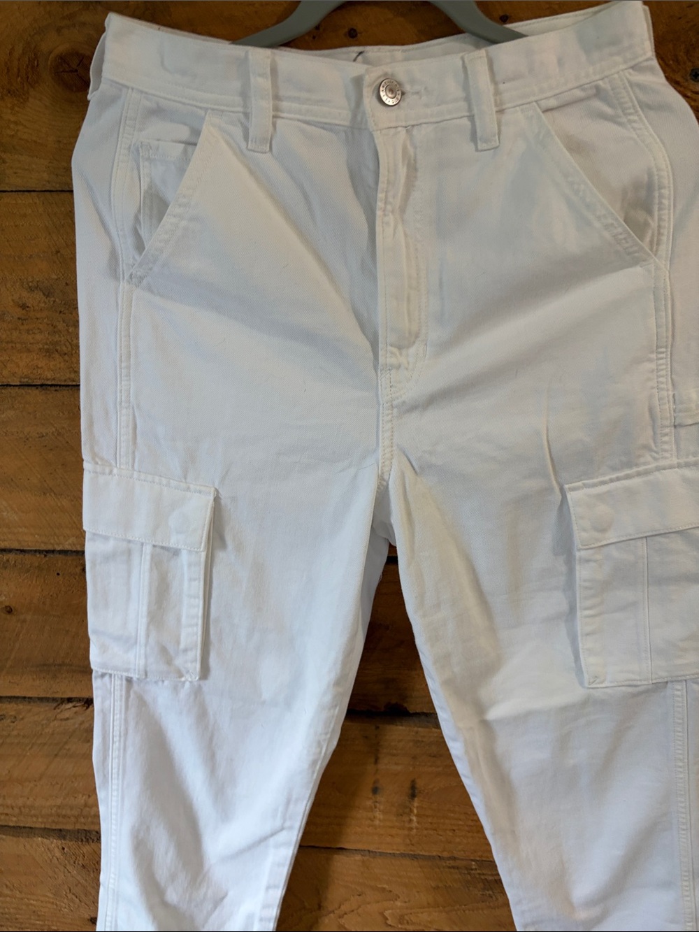 American Eagle Outfitters White Cargo Jumpsuit Pants